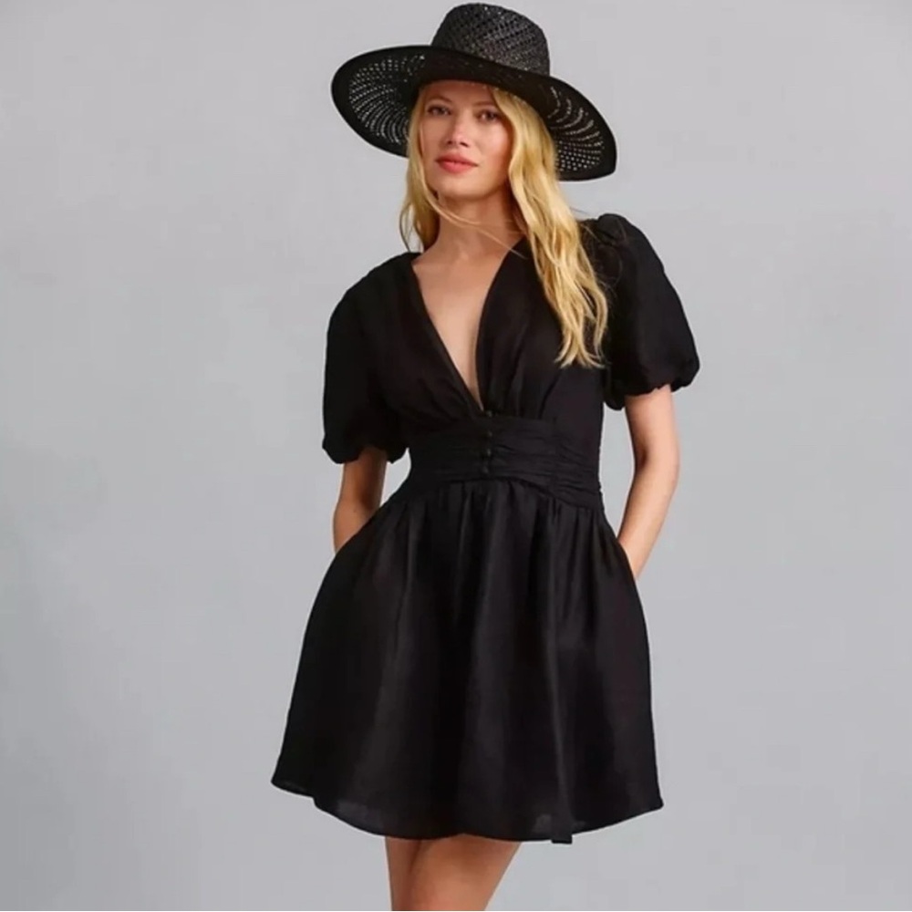 The Katerina Button-Front Mini Dress by Anthropologie